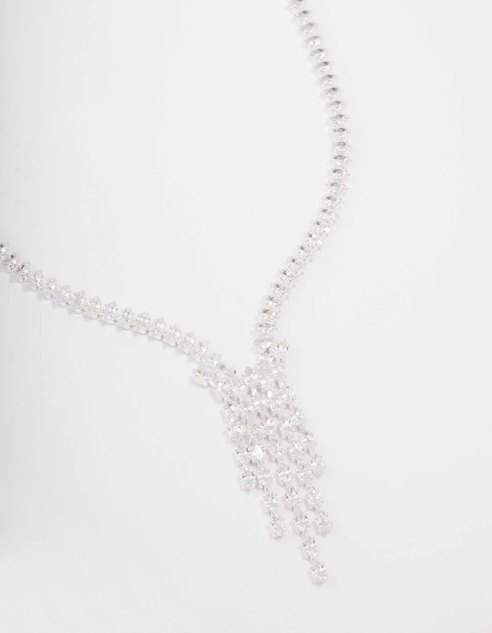 Silver Cubic Zirconia Marquise Drop Necklace sold by lovisa product image thumbnail 4