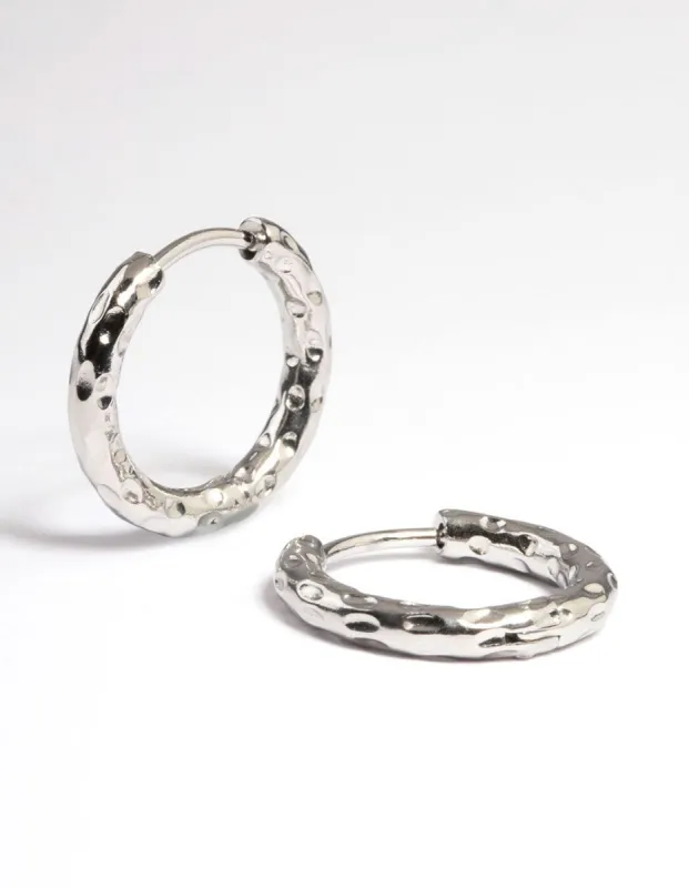 Surgical Steel Molten Texture Hoop Earrings sold by lovisa