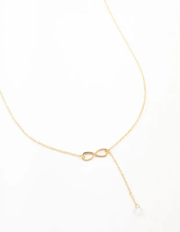 Gold Infinity Diamante Y-Necklace sold by lovisa