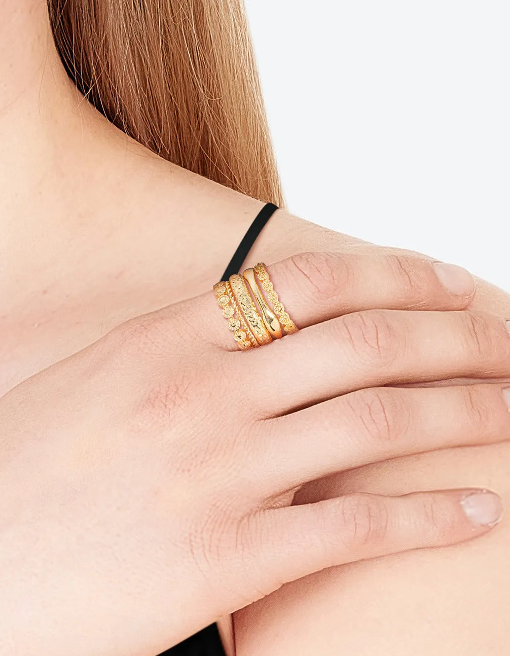 Gold Plated Molten Mixed Ring 5-Pack sold by lovisa product image thumbnail 2