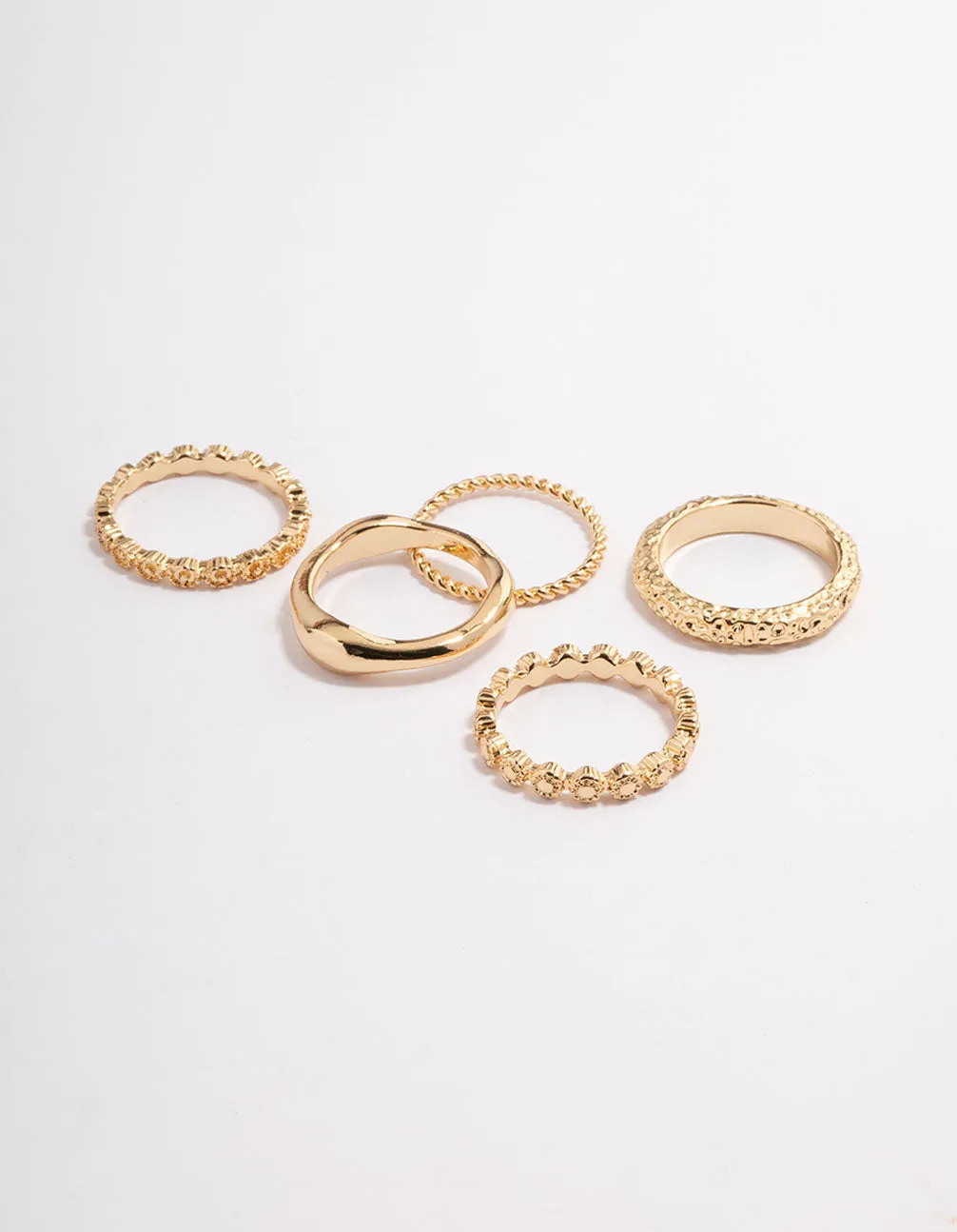 Gold Plated Molten Mixed Ring 5-Pack sold by lovisa product image thumbnail 4