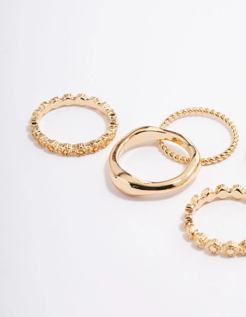 Gold Plated Molten Mixed Ring 5-Pack sold by lovisa product image thumbnail 5