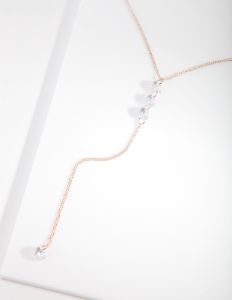 Rose Gold Cubic Zirconia Drop Necklace sold by lovisa