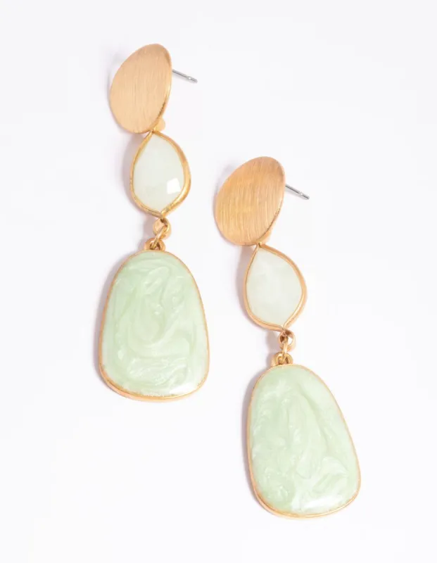 Worn Gold Stone Drop Earrings sold by lovisa