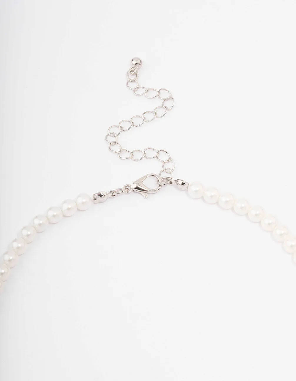 Rhodium Pearl & Solitaire Diamante Pendant Necklace sold by lovisa product image thumbnail 3