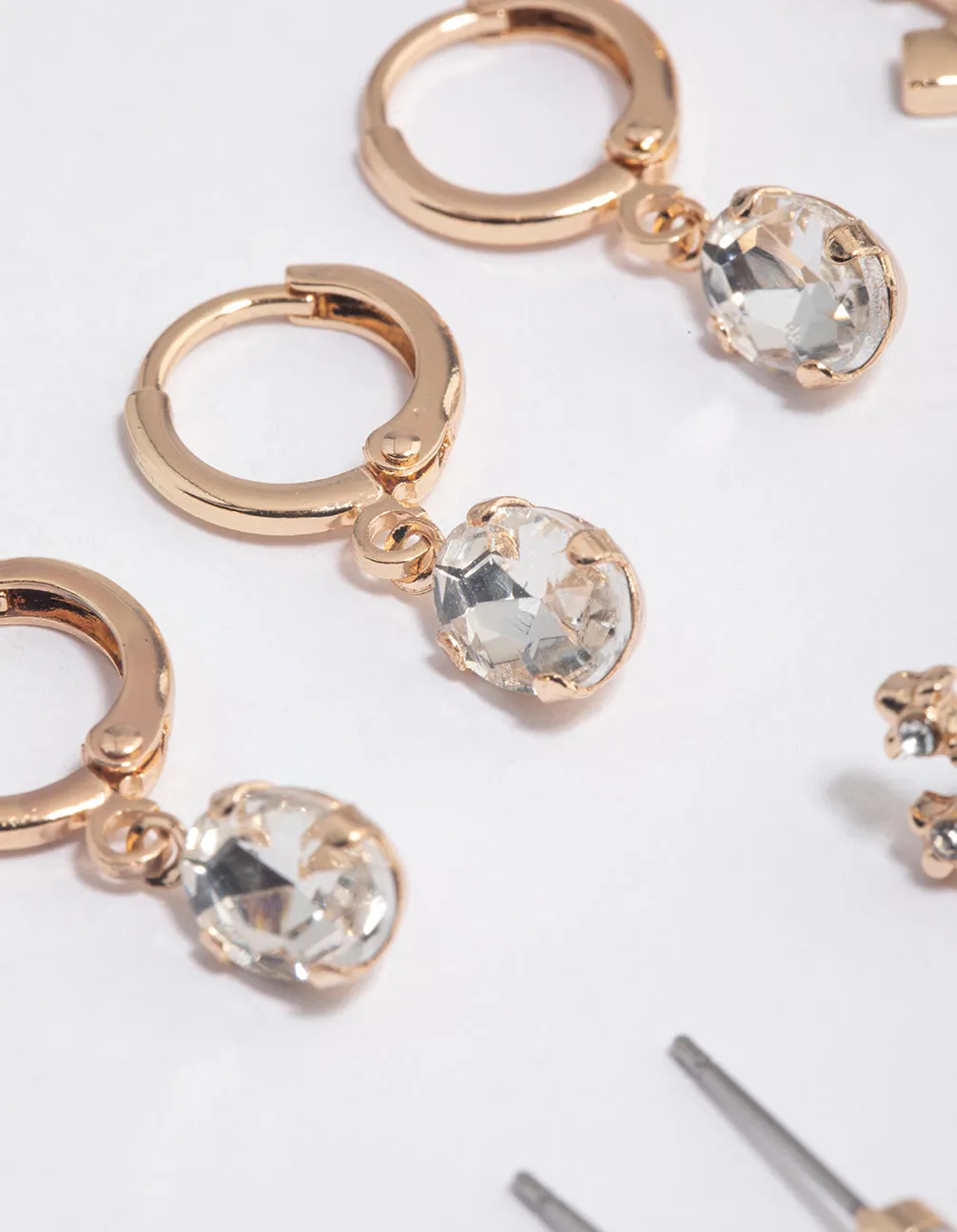 Gold Cross Diamante Huggie Earrings 4-Pack sold by lovisa product image thumbnail 3