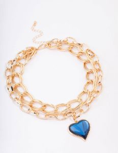 Gold Double Row Chunky Heart Necklace sold by lovisa