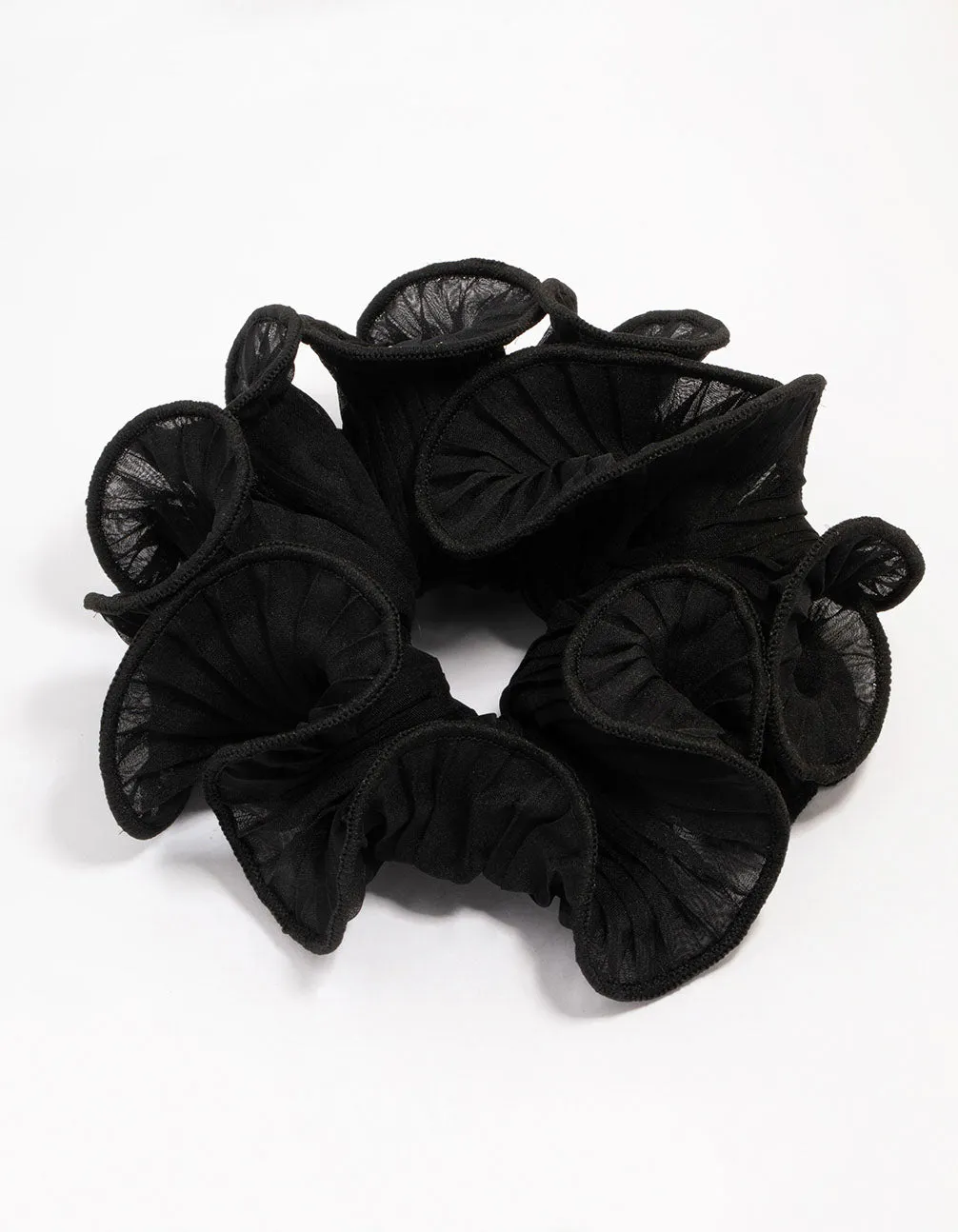 Black Fabric Crinkle Statement Hair Scrunchie sold by lovisa