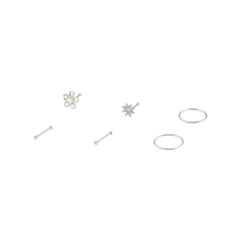 Surgical Steel Flower Silver Nose Stud 6-Pack sold by lovisa