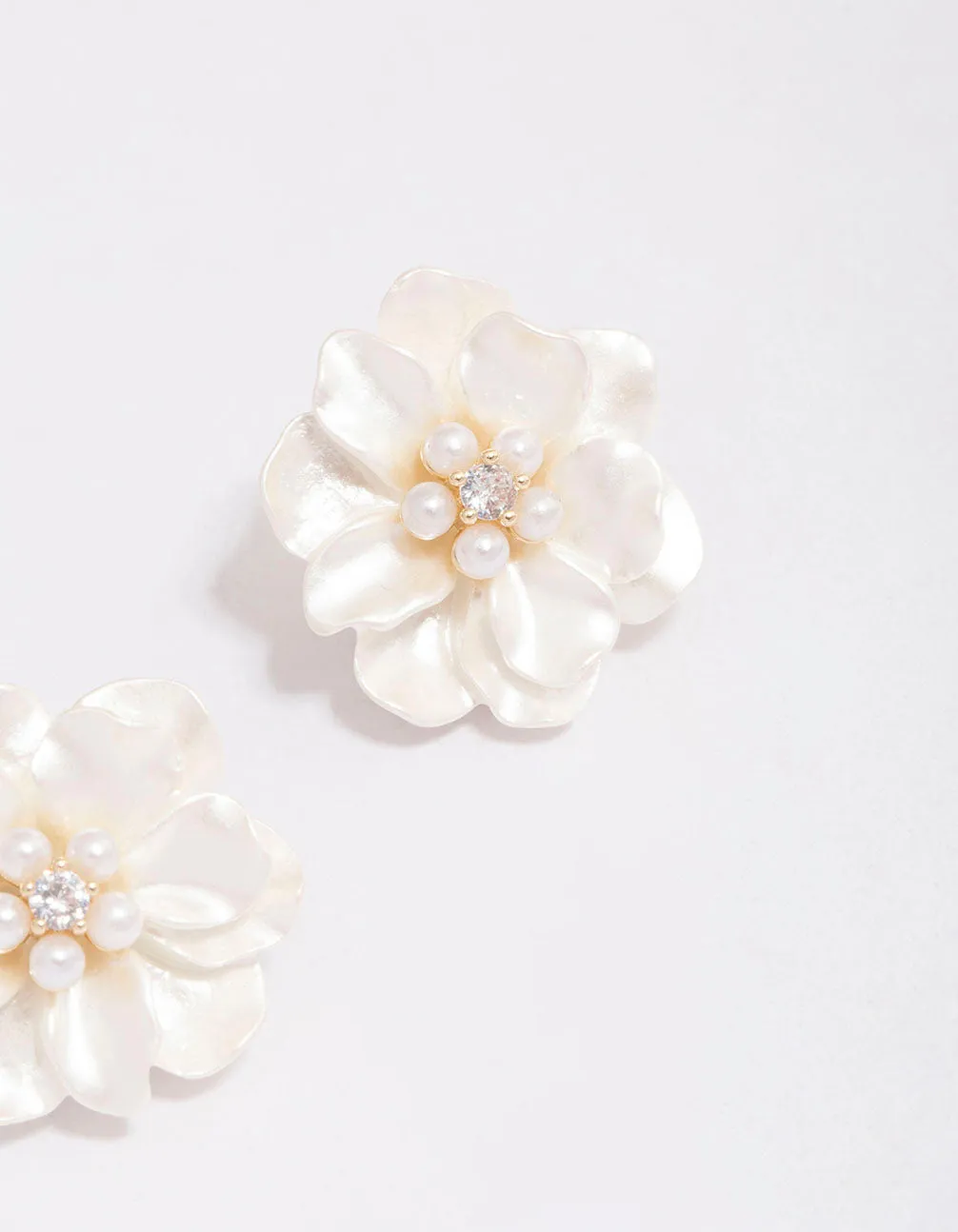Gold Plated White Flower Cubic Zirconia Stud Earrings sold by lovisa product image thumbnail 3