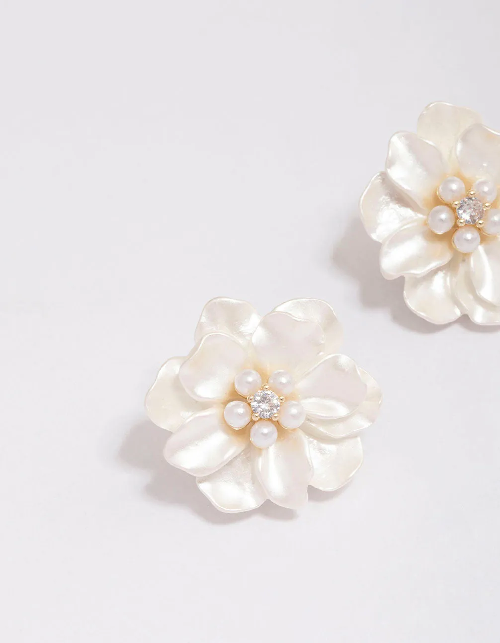 Gold Plated White Flower Cubic Zirconia Stud Earrings sold by lovisa product image thumbnail 2