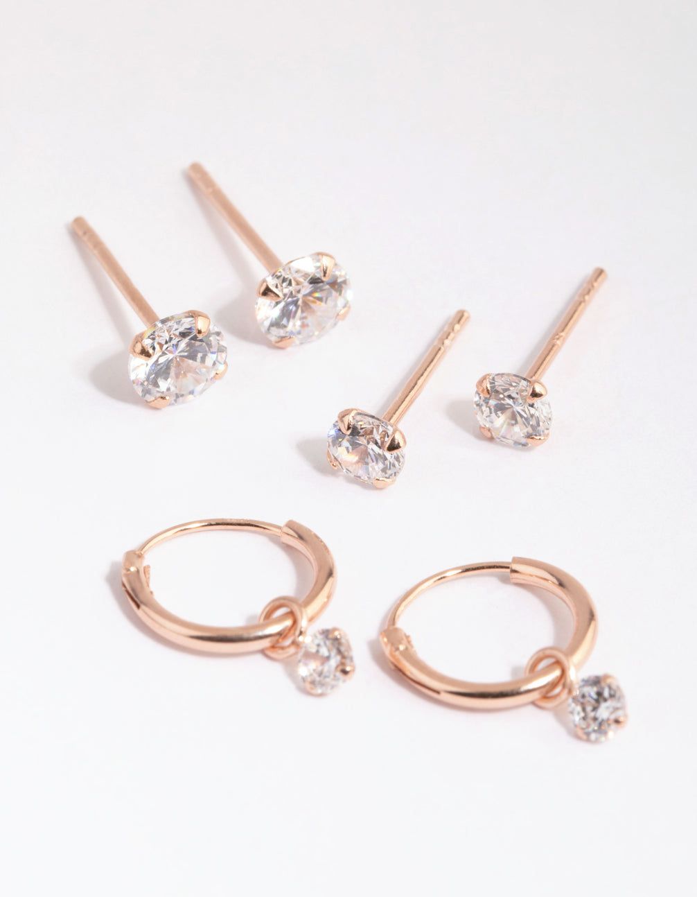 Rose Gold Plated Sterling Silver Cubic Zirconia Earring Pack sold by lovisa
