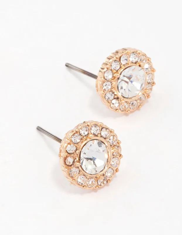 Gold Pear Crystal Halo Stud Earrings sold by lovisa