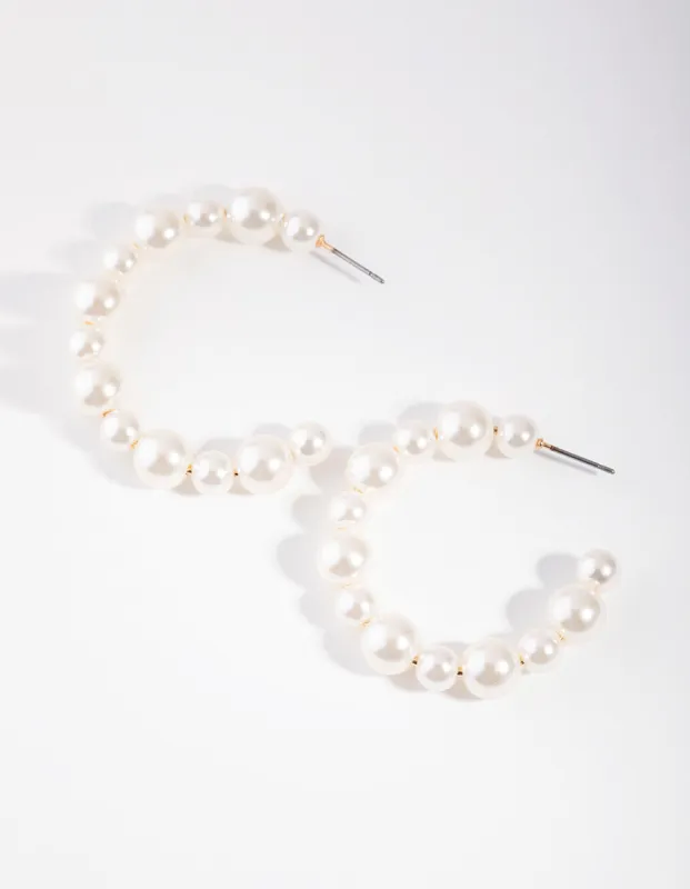 Beaded Pearl Hoop Earrings sold by lovisa