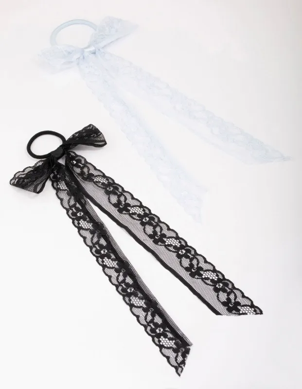 Blue Lace Bow Hair Tie sold by lovisa