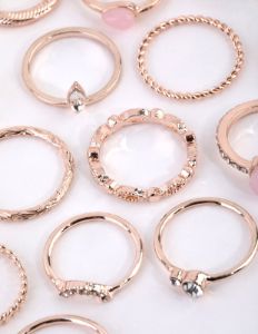 Rose Gold Diamante Stone Ring Set sold by lovisa