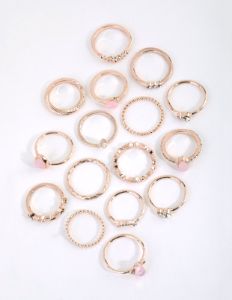 Rose Gold Diamante Stone Ring Set sold by lovisa