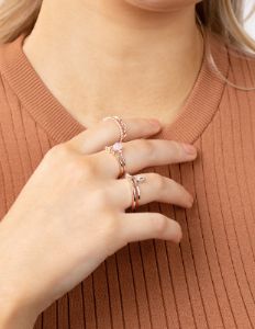 Rose Gold Diamante Stone Ring Set sold by lovisa