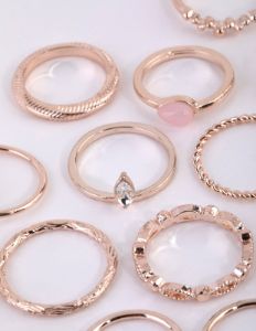 Rose Gold Diamante Stone Ring Set sold by lovisa