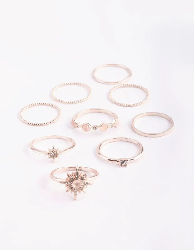 Rose Gold Star Cluter Ring 9-Pack sold by lovisa