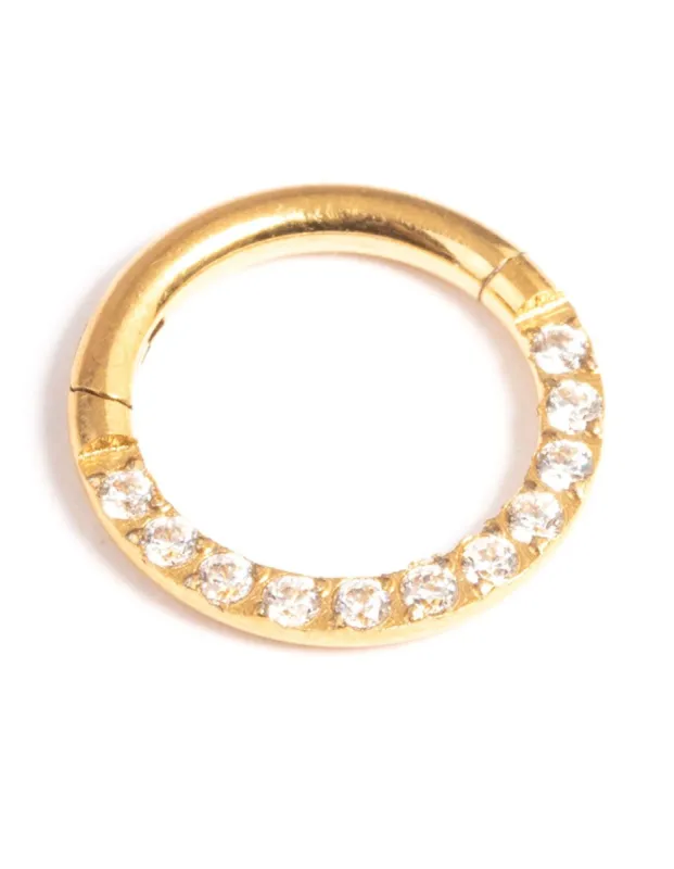 Gold Plated Surgcial Steel Clicker Ring 7mm sold by lovisa
