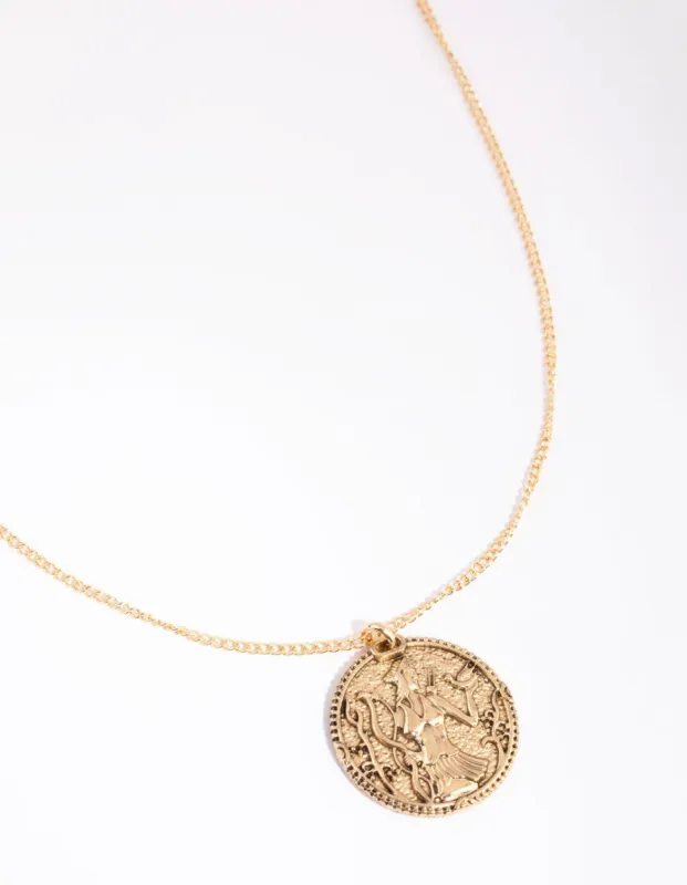 Antique Gold Mermaid Coin Necklace sold by lovisa