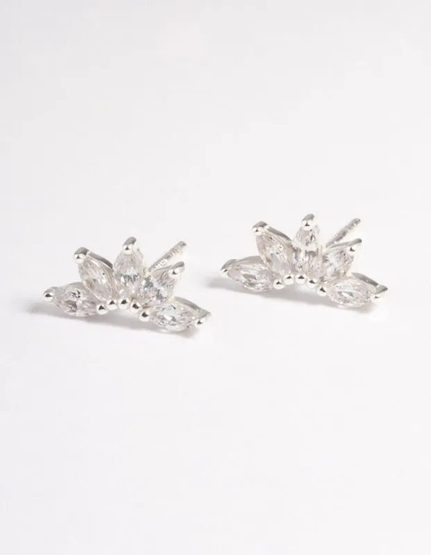 Sterling Silver Cubic Zirconia Fan Stud Earrings sold by lovisa