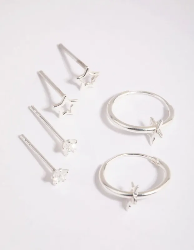 Sterling Silver Star Stud & Hoop Earring Pack sold by lovisa