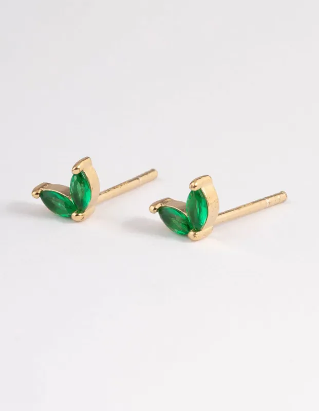 Gold Plated Sterling Silver Cubic Zirconia Dolphin Tail Stud Earrings sold by lovisa