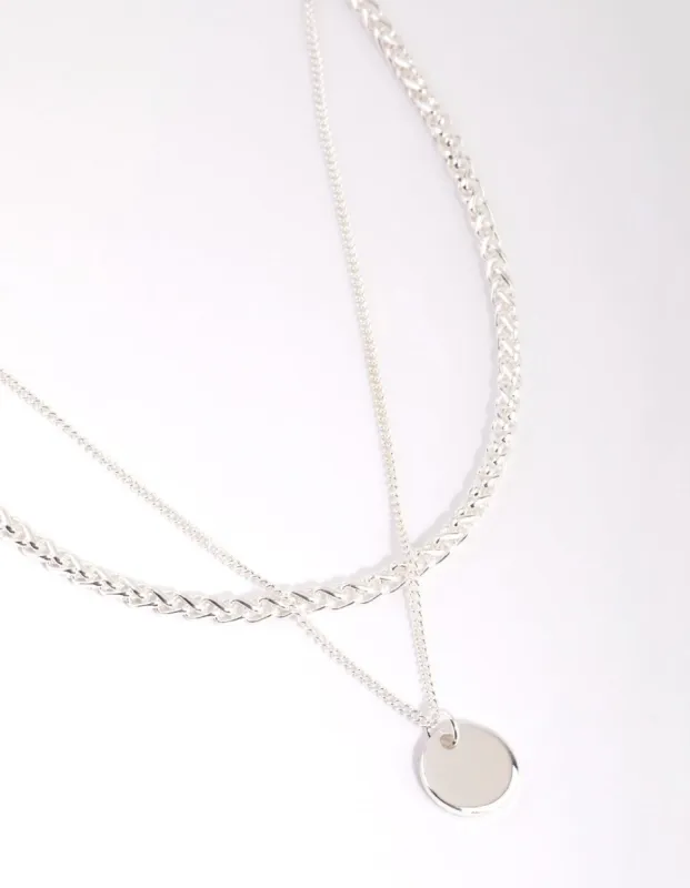 Silver Mesh Chain Disc Layered Necklace sold by lovisa