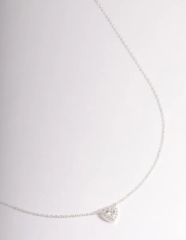 Sterling Silver Cubic Zirconia Halo Heart Pendant Necklace sold by lovisa
