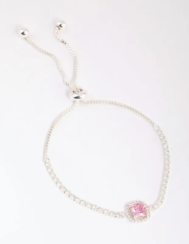 Silver Cubic Zirconia Square Halo Toggle Bracelet sold by lovisa