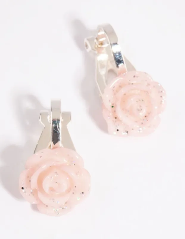 Pink Moulded Flower Clip-On Earrings sold by lovisa