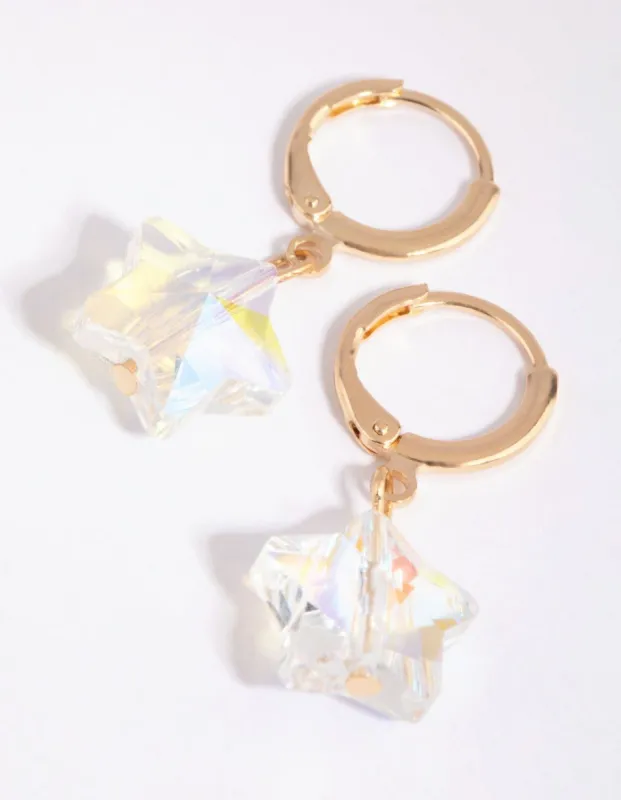 Silver Abstract Star Huggie Earrings sold by lovisa