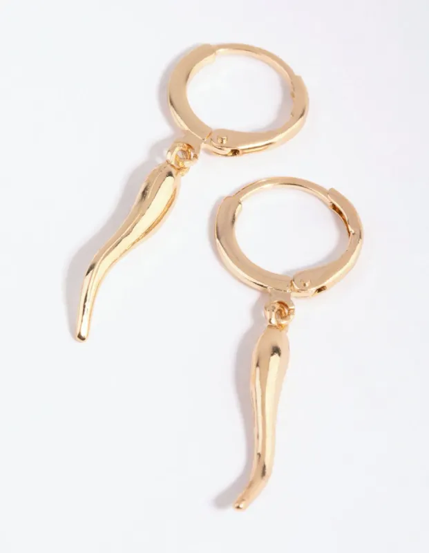 Gold Chilli Huggie Earrings sold by lovisa