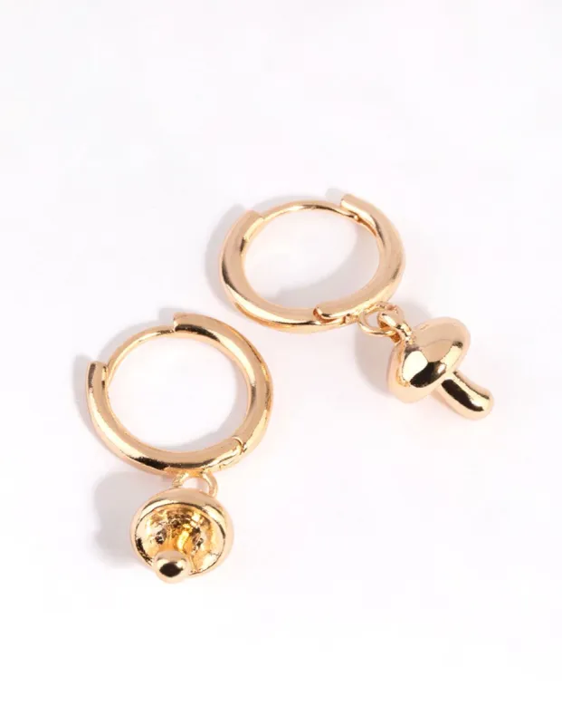 Gold Mushroom Huggie Earrings sold by lovisa