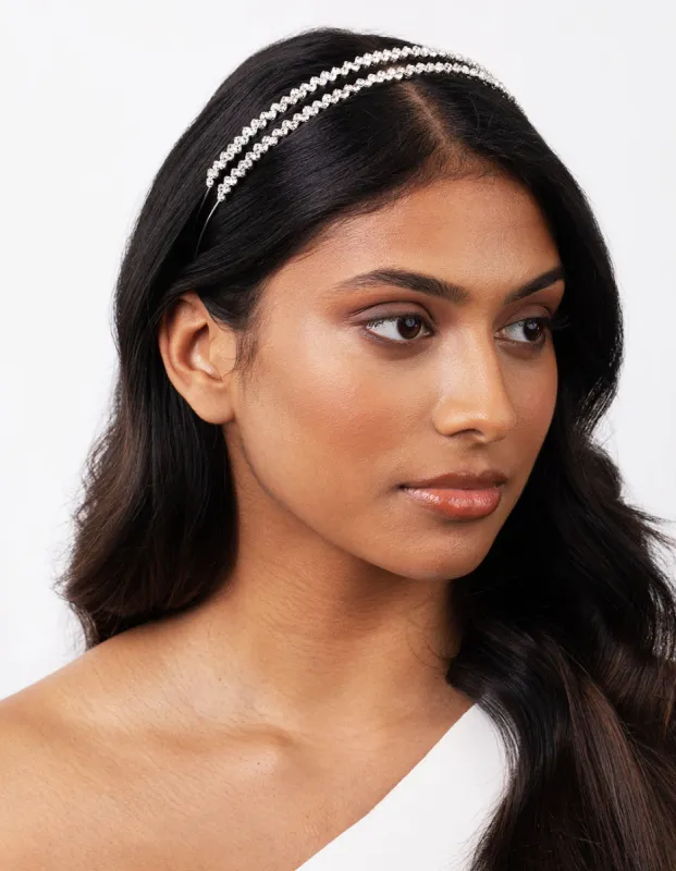 Diamante Double Row Zig Zag Headband sold by lovisa