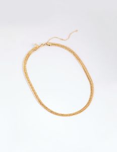 Gold Plated Textured Flat Chain Necklace sold by lovisa
