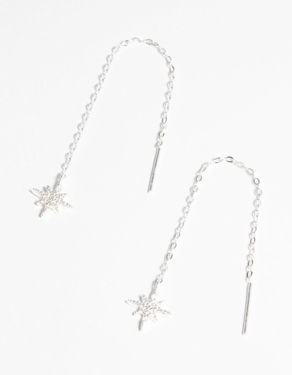 Sterling Silver Starburst Threader Earrings sold by lovisa