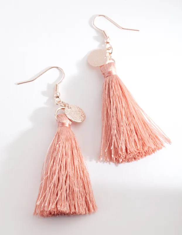 Blush Tassel Disc Charm Earrings sold by lovisa