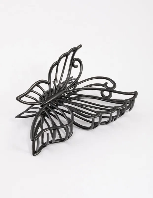 Coated Black Detail Butterfly Claw Clip sold by lovisa