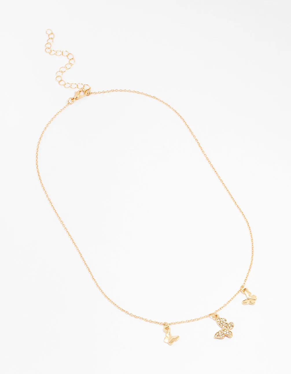 Gold Diamante Butterfly Droplet Necklace sold by lovisa product image thumbnail 2