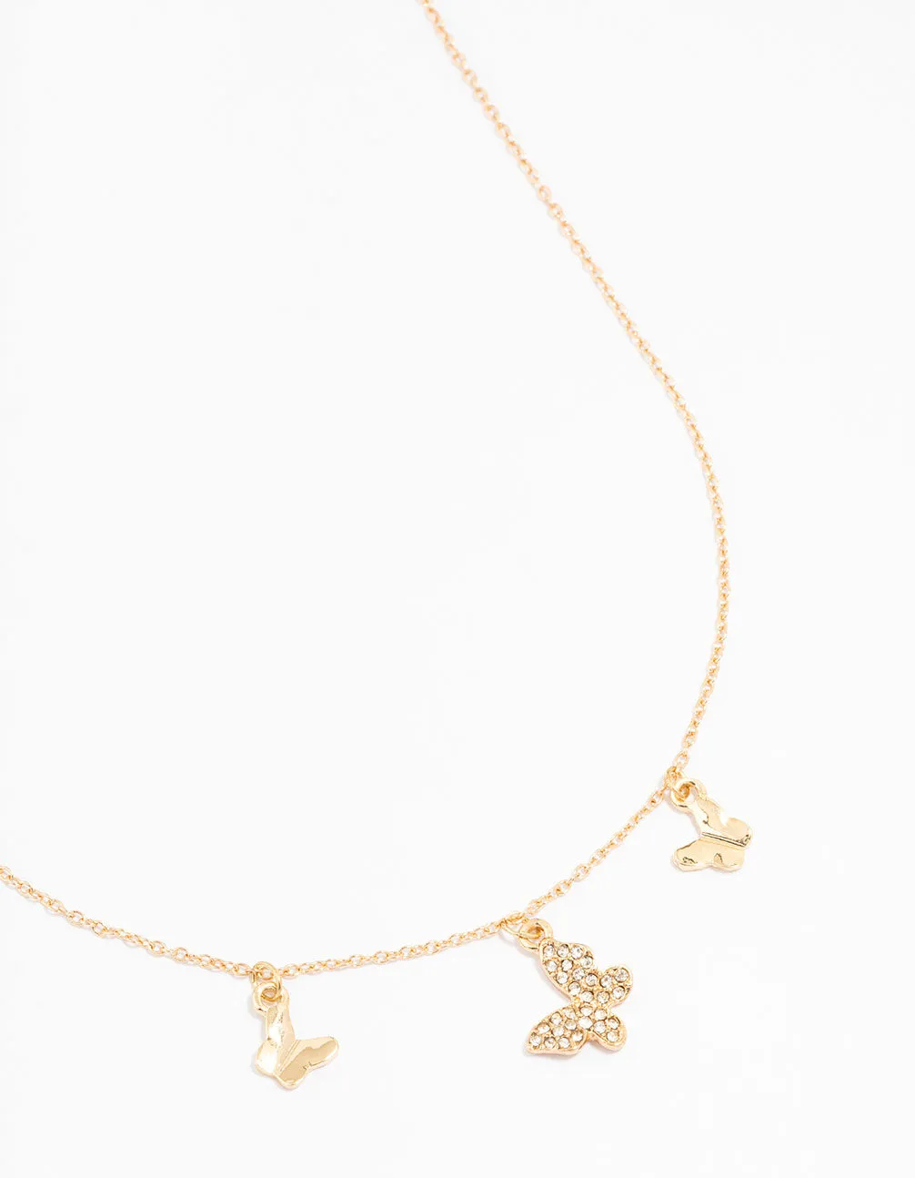 Gold Diamante Butterfly Droplet Necklace sold by lovisa