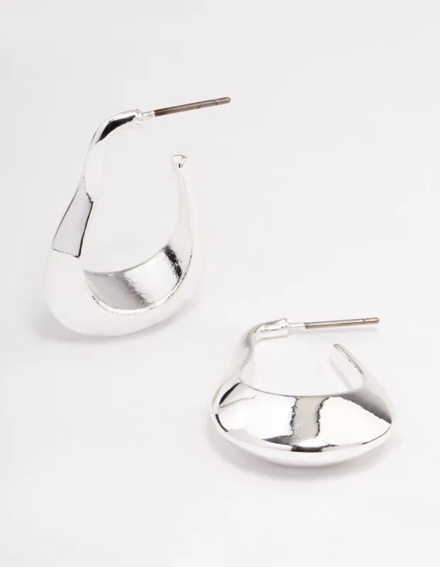 Silver Plated Rectangle Wide Hoop Earrings sold by lovisa