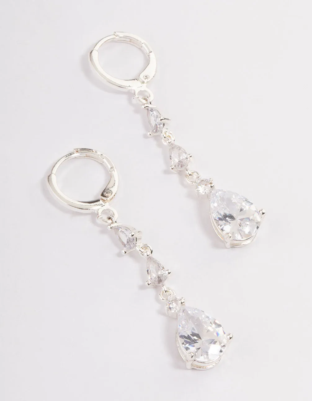 Silver Triple Huggie Drop Earrings sold by lovisa