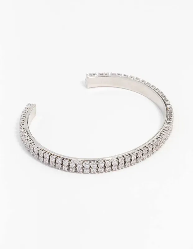 Rhodium Cubic Zirconia Double Wrist Cuff sold by lovisa