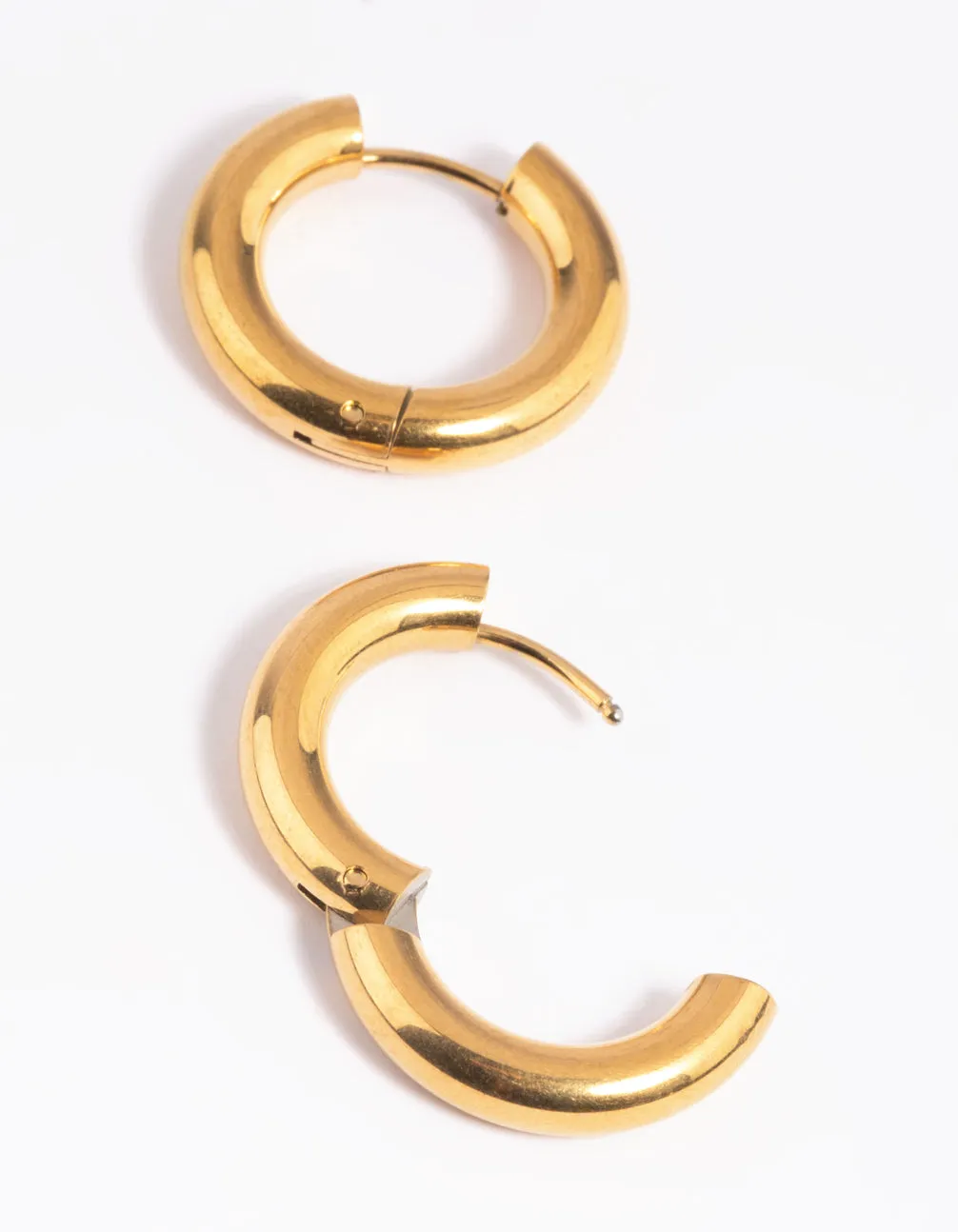 Waterproof Gold Plated Stainless Steel Thick Huggie Hoop Earrings sold by lovisa product image thumbnail 4