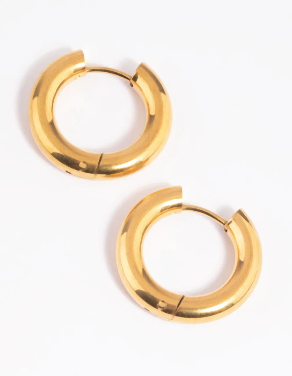 Waterproof Gold Plated Stainless Steel Thick Huggie Hoop Earrings sold by lovisa