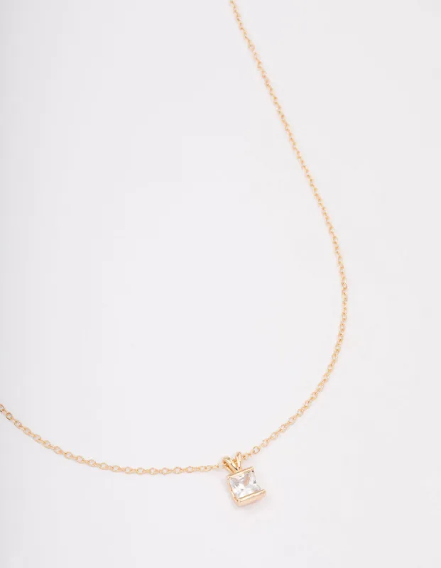 Gold Square Diamante Stone Short Necklace sold by lovisa