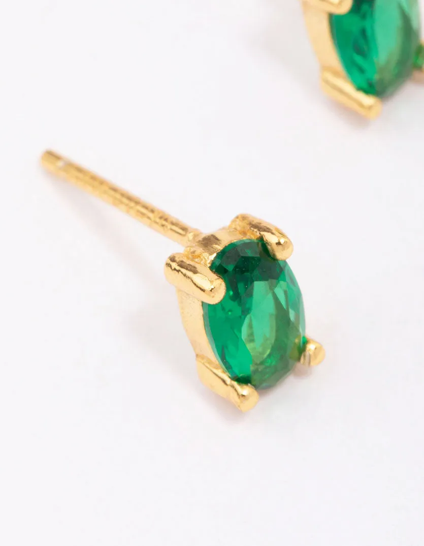 Gold Plated Sterling Silver Oval Stud Earrings sold by lovisa product image thumbnail 2